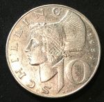 Австрия 1959 г. • KM# 2882 • 10 шиллингов • серебро • регулярный выпуск • BU-