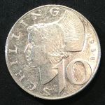 Австрия 1958 г. • KM# 2882 • 10 шиллингов • серебро • регулярный выпуск • AU+