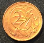 Австралия 1966-1984 г. • KM# 63 • 2 цента • Плащеносная ящерица • регулярный выпуск • AU+..BU ( кат.- $2 - $8 )