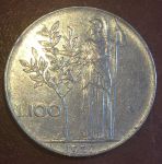 Италия 1957 г. R (Рим) • KM# 96.1 • 100 лир • Церере с оливковым деревом • регулярный выпуск • XF