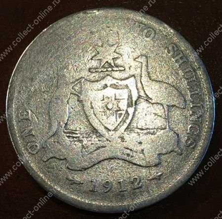 Австралия 1912 г. • KM# 27 • флорин(2 шиллинга) • Георг V • серебро • регулярный выпуск • F- ® 