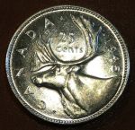 Канада 1945 г. • KM# 35 • 25 центов • Георг VI • олень • серебро • MS BU Люкс!! ( кат. -$60+ )