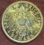 Пруссия 1903 г. • KM# 521 • 20 марок • Вильгельм II • золото 900 - 7.97 гр. • MS BU Люкс!!