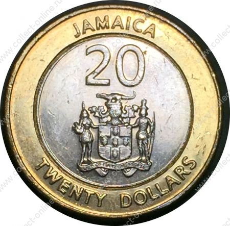 Ямайка 2000 г. • KM# 182 • 20 долларов • Маркус Гарви • герб • регулярный выпуск • MS BU
