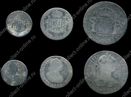 Боливия XIX век • ½,1 и 2 реала • Карл III • серебро • регулярный выпуск