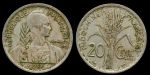 Французский Индокитай 1939 г. • KM# 23.a1 • 20 центов • побеги риса • регулярный выпуск • AU-UNC ( кат. - $10-15 )