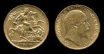 Великобритания 1910 г. • KM# 805 • полсоверена • золото • Эдуард VII • св. Георгий • регулярный выпуск • AU