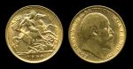 Великобритания 1909 г. • KM# 805 • полсоверена • золото • Эдуард VII • св. Георгий • регулярный выпуск • BU-