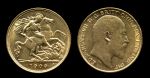 Великобритания 1909 г. • KM# 805 • полсоверена • золото • Эдуард VII • св. Георгий • регулярный выпуск • BU-