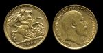 Великобритания 1908 г. • KM# 805 • полсоверена • золото • Эдуард VII • св. Георгий • регулярный выпуск • AU
