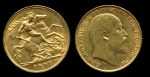 Великобритания 1907 г. • KM# 804 • полсоверена • Эдуард VII • св. Георгий • золото • регулярный выпуск • MS BU