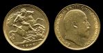 Великобритания 1906 г. • KM# 804 • полсоверена • Эдуард VII • св. Георгий • золото • регулярный выпуск • BU
