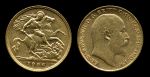 Великобритания 1906 г. • KM# 804 • полсоверена • Эдуард VII • св. Георгий • золото • регулярный выпуск • AU