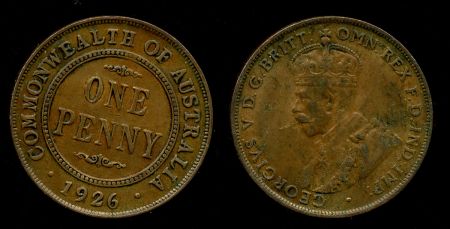 Австралия 1926 г. • KM# 23 • 1 пенни • Георг V • регулярный выпуск • XF ( кат.- $150 )