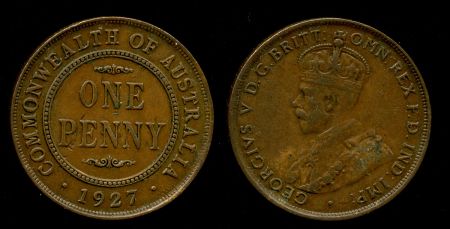 Австралия 1927 г. • KM# 23 • 1 пенни • Георг V • регулярный выпуск • XF ( кат.- $35 )