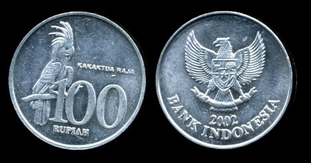Индонезия 1999-2005 гг. • KM# 61 • 100 рупий • герб Индонезии • попугай • регулярный выпуск • BU