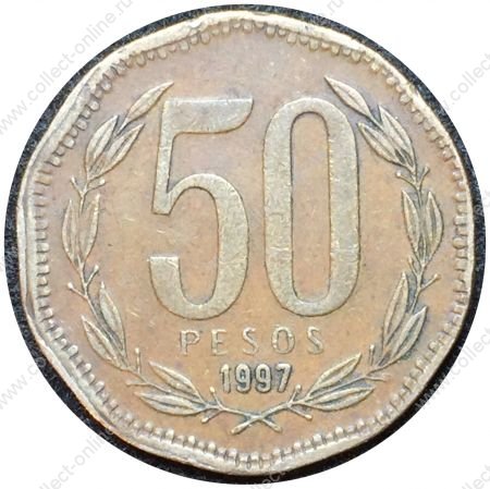 Чили 1988-2010 гг. • KM# 219.2 • 50 песо • генерал Бернардо О'Хиггинс • регулярный выпуск • +/- XF