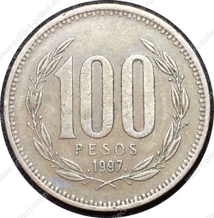 Чили 1989-2000 гг. • KM# 226.2 • 100 песо • герб Республики • регулярный выпуск • +/- XF