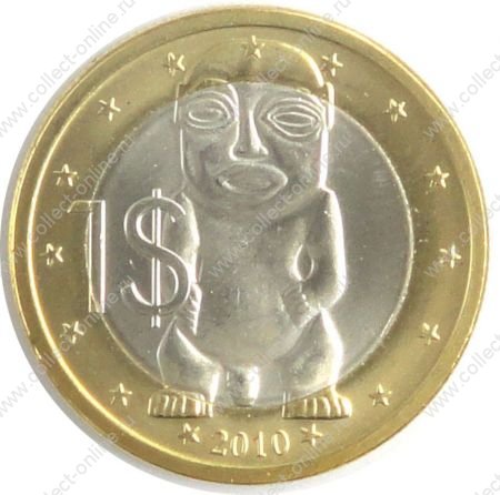 Кука о-ва 2010 г. • KM# 762 • 1 доллар • Елизавета II • бог Тангароа • биметалл • регулярный выпуск • MS BU