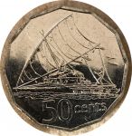Фиджи 1990 г. • KM# 54a • 50 центов • Елизавета II • лодка с парусом • регулярный выпуск • BU
