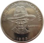 Никарагуа 1985 г. • KM# 43a • 1 кордоба • Сандино • регулярный выпуск • MS BU ( кат.- $20 )