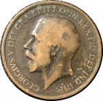 Великобритания 1917 г. • KM# 810 • 1 пенни • Георг V • "Британия" с трезубцем • регулярный выпуск • VG-F