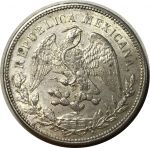 Мексика 1908 г. Mo AM (Мехико) • KM# 409.2 • 1 песо • орел • серебро • регулярный выпуск • BU