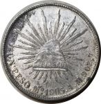 Мексика 1903 г. Mo AM (Мехико) • KM# 409.2 • 1 песо • орел • серебро • регулярный выпуск • AU+