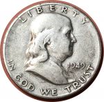 США 1949 г. S • KM# 199 • полдоллара • Бенджамин Франклин • серебро • регулярный выпуск • VF