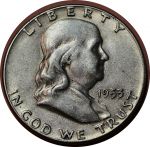 США 1953 г. • KM# 199 • полдоллара • Бенджамин Франклин • серебро • регулярный выпуск • AU