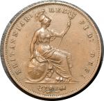 Великобритания 1853 г. • KM# 739 • 1 пенни • королева Виктория • регулярный выпуск • AU* ( кат. - $300+ )