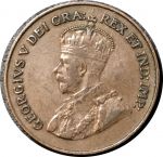 Канада 1921 г. • KM# 28 • 1 цент • Георг V • регулярный выпуск • XF+ 