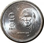 Мексика 1985 г. • KM# 512 • 10 песо • Идальго Мигель • первый год чеканки типа • регулярный выпуск • MS BU