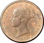 Великобритания 1853 г. • KM# 726 • полпенни • королева Виктория • регулярный выпуск • AU- ( кат. - $175+ )