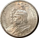 Пруссия 1901 г. A • KM# 525 • 2 марки • 200-летие Прусского королевства • Императорская чета • памятный выпуск • серебро • MS BU ( кат. - $50+ )