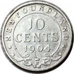 Ньюфаундленд 1904 г. H • KM# 8 • 10 центов • Эдуард VII • серебро • регулярный выпуск • F