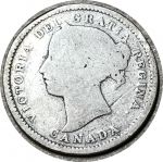 Канада 1893 г. • KM# 3 • 10 центов • королева Виктория • серебро • регулярный выпуск • G- ®