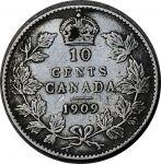 Канада 1909 г. • KM# 10 • 10 центов • Эдуард VII • серебро • регулярный выпуск • F+