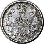 Канада 1902 г. H • KM# 10 • 10 центов • Эдуард VII • серебро • регулярный выпуск • VF ( кат. - $20 )