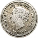 Канада 1880 г. H • KM# 2 • 5 центов • Виктория • серебро • регулярный выпуск • F-VF*