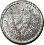 Куба 1916 г. • KM# 13.2 • 20 сентаво • звезда и герб • (серебро) • регулярный выпуск • BU- ( кат. - $50 )