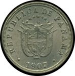 Панама 1907 г. • KM# 7.1 • 2½ сентесимо • государственный герб • регулярный выпуск • MS BU*