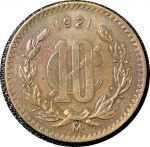 Мексика 1921 г. • KM# 430 • 10 сентаво • герб Республики • регулярный выпуск • XF-AU