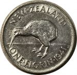 Новая Зеландия 1941 г. • KM# 10.1 • флорин • Георг VI • птица киви • серебро • регулярный выпуск • AU+