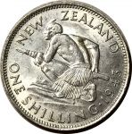 Новая Зеландия 1943 г. • KM# 9 • шиллинг • Георг VI • абориген • серебро • регулярный выпуск • MS BU