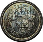 Канада 1957 г. • KM# 53 • 50 центов • Елизавета II • серебро • регулярный выпуск • AU+
