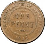 Австралия 1922 г. • KM# 23 • 1 пенни • Георг V • регулярный выпуск • VF+ ( кат.- $6 )