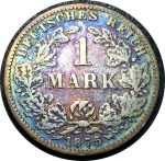 Германия 1875 г. G (Карлсруэ) • KM# 7 • 1 марка • (серебро) • Имперский орел • регулярный выпуск • F+