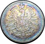 Германия 1874 г. G (Карлсруэ) • KM# 7 • 1 марка • (серебро) • Имперский орел • регулярный выпуск • VF-
