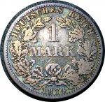 Германия 1874 г. A (Берлин) • KM# 7 • 1 марка • (серебро) • Имперский орел • регулярный выпуск • F